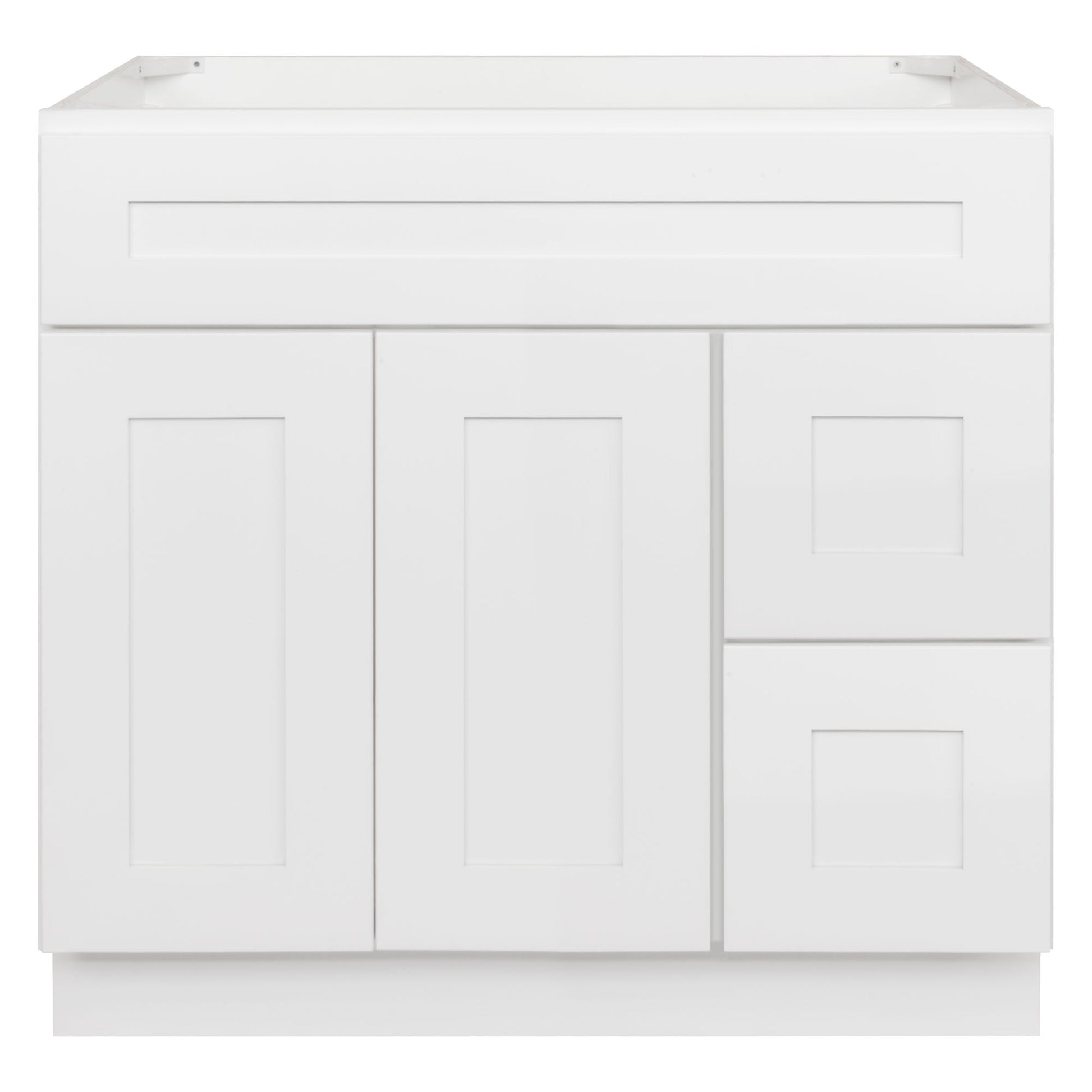 36 W x 21 D x 34.5 H Vanity Sink Base Cabinet with Right Drawers - Alpina White - Bathroom Vanities