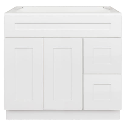 36 W x 21 D x 34.5 H Vanity Sink Base Cabinet with Right Drawers - Alpina White - Bathroom Vanities