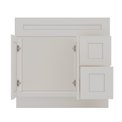 36 W x 21 D x 34.5 H Vanity Sink Base Cabinet with Right Drawers - Alpina White - Bathroom Vanities