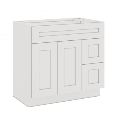 36 W x 21 D x 34.5 H Vanity Sink Base Cabinet with Right Drawers - Alpina White - Bathroom Vanities