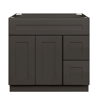 36 W x 21 D x 34.5 H Vanity Sink Base Cabinet With Right Side Drawers Avalon Charcoal Bathroom Vanities