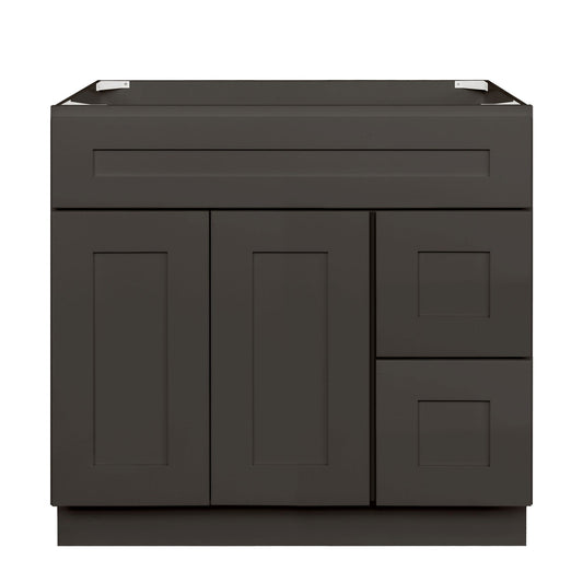 36 W x 21 D x 34.5 H Vanity Sink Base Cabinet With Right Side Drawers Avalon Charcoal Bathroom Vanities