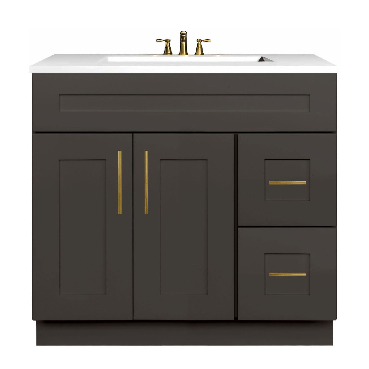 36 W x 21 D x 34.5 H Vanity Sink Base Cabinet With Right Side Drawers Avalon Charcoal Bathroom Vanities