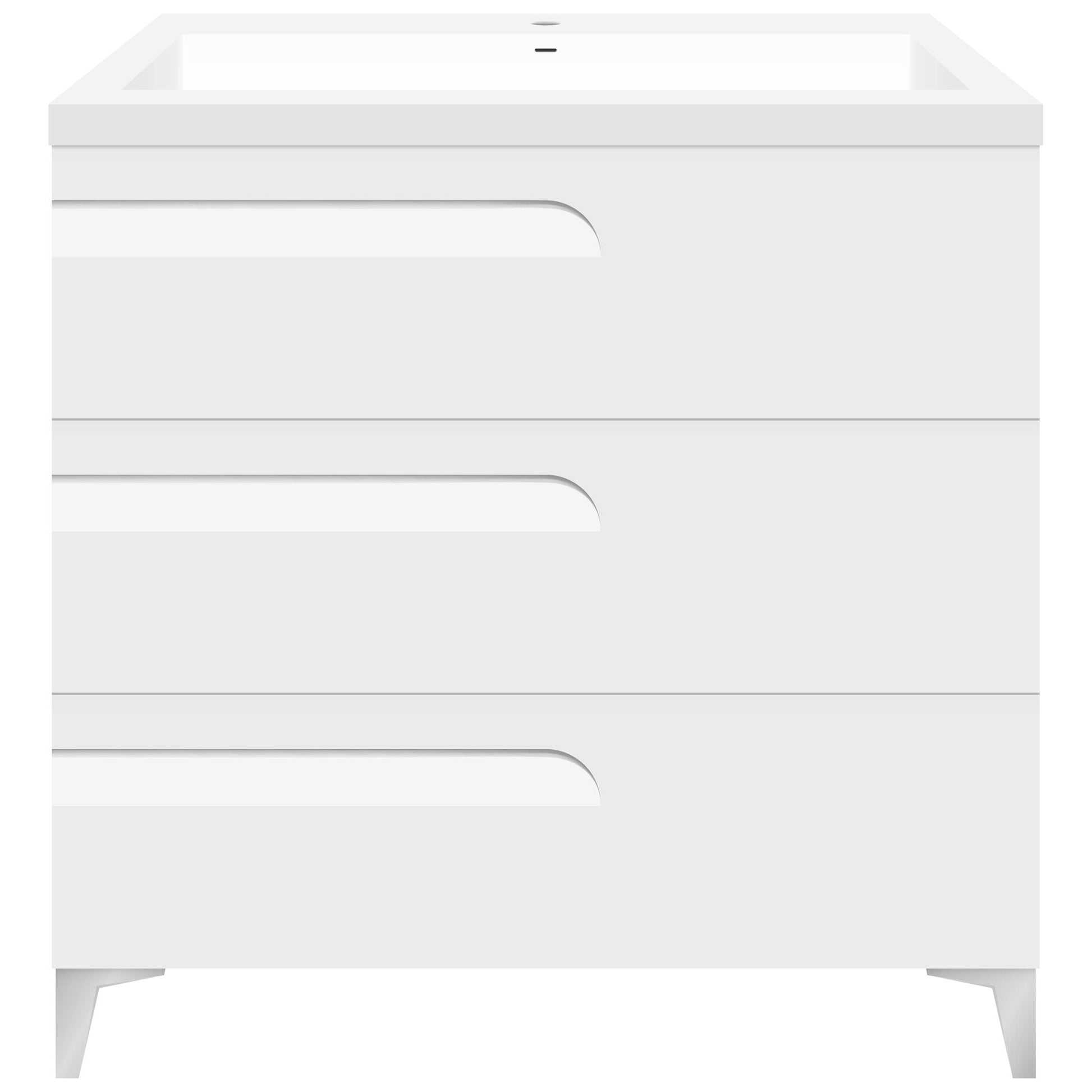 36’’ Wall mount Single Sink Bathroom Vanity in White Gloss with Square Counter Top Top LV7B-36W - Bathroom Vanities