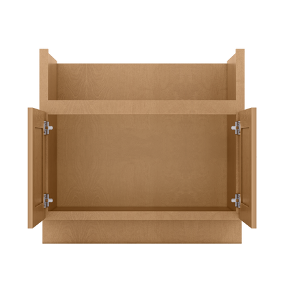 36’’W Farmhouse Sink Base Cabinet - Shaker Toffee - Kitchen Cabinets