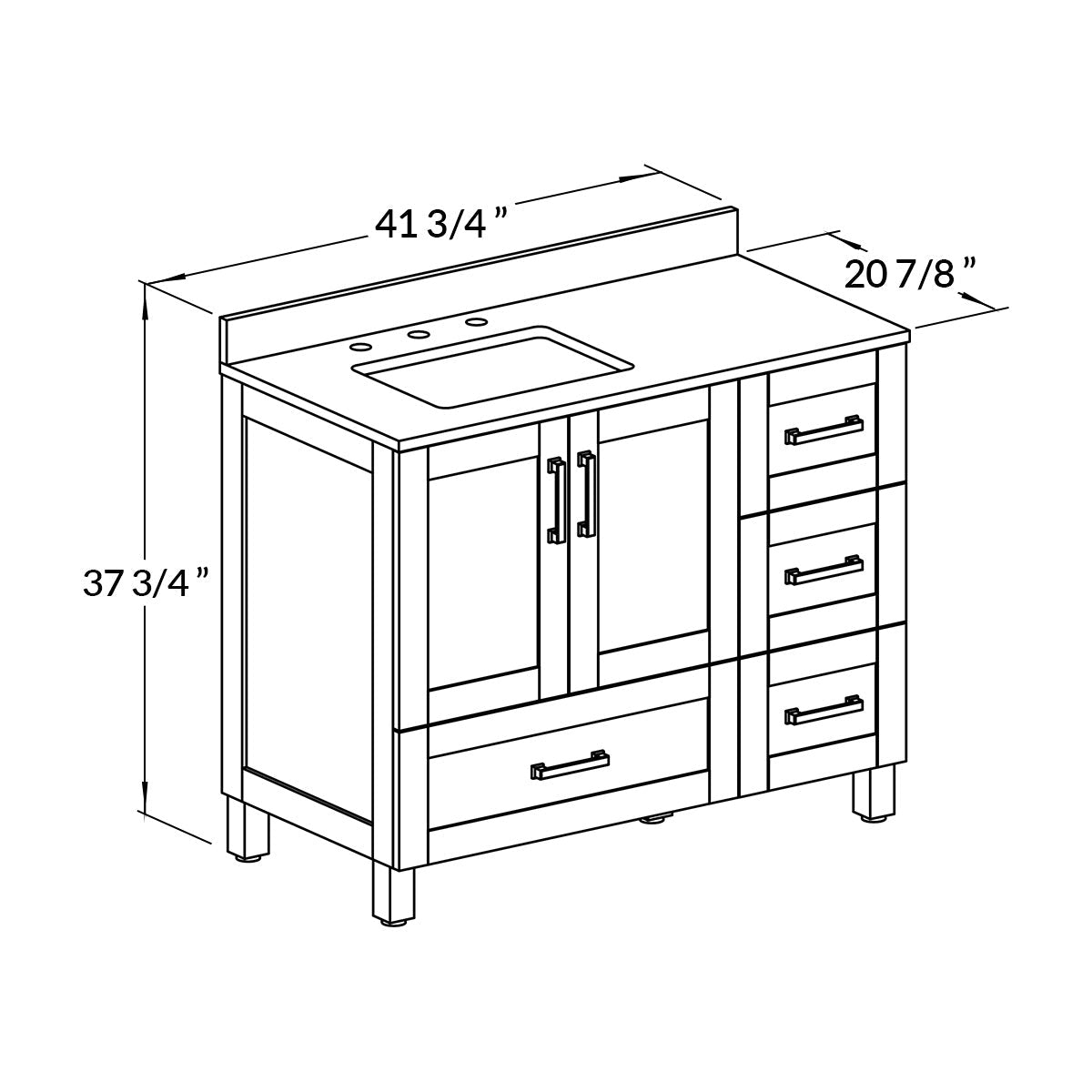 42’’ Freestanding Single Bathroom Vanity in Oak with Quartz Stone Countertop - Bathroom Vanities