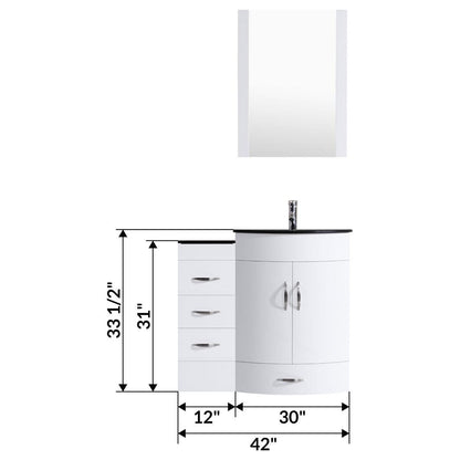 42 White Vanity Set - One 30 Sink Base, One 12 Drawer Base (LV5-C2-42-W)