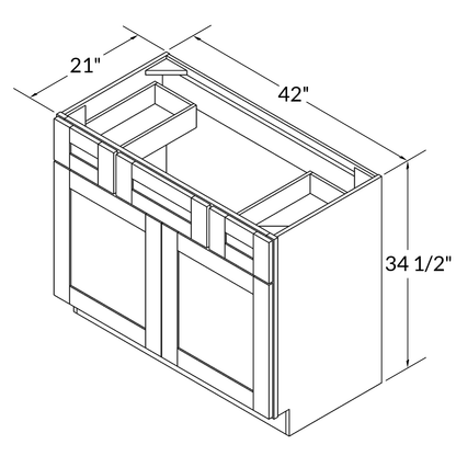 42 W x 21 D x 34.5 H Vanity Sink Base Cabinet - Colonial Gray - Bathroom Vanities