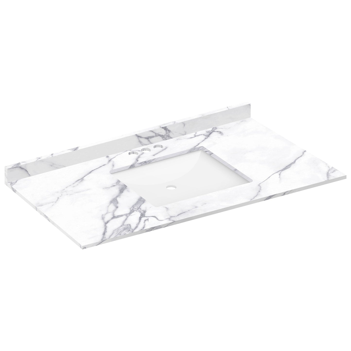 43 W x 22 L Calacatta White Vanity Top with Square Sink - 4 in Faucet Spread - Vanity Tops