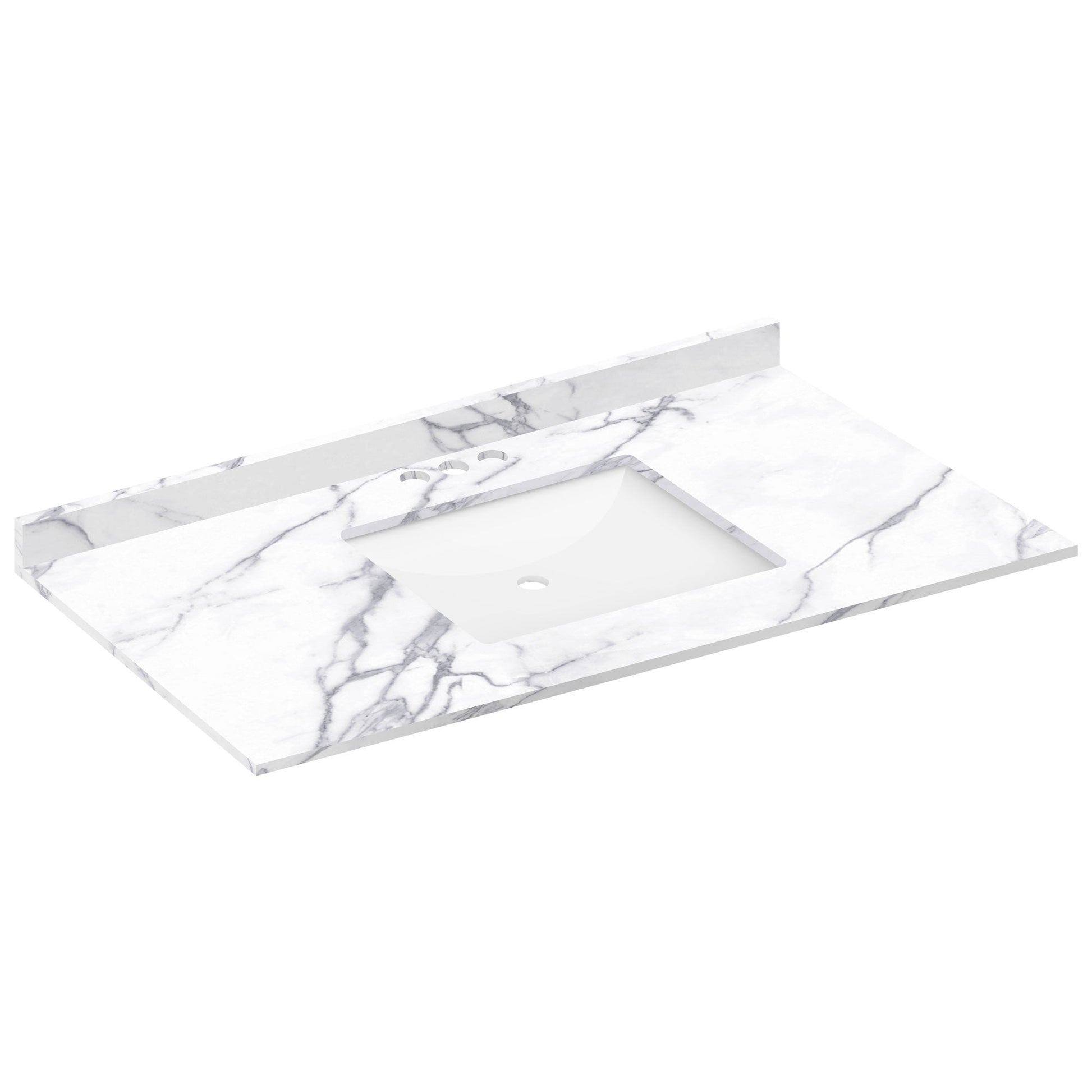 43 W x 22 L Calacatta White Vanity Top with Square Sink - 4 in Faucet Spread - Vanity Tops
