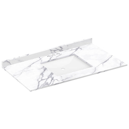 43 W x 22 L Calacatta White Vanity Top with Square Sink - 4 in Faucet Spread - Vanity Tops