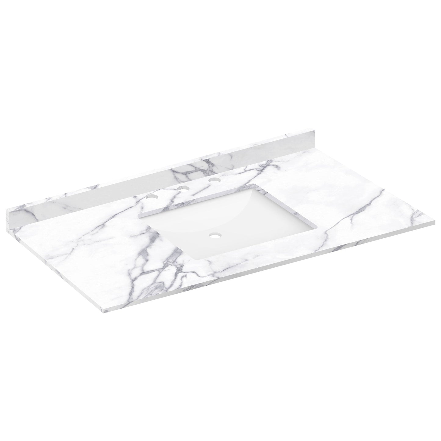 43 W x 22 L Calacatta White Vanity Top with Square Sink 8 in Faucet Spread Vanity Tops