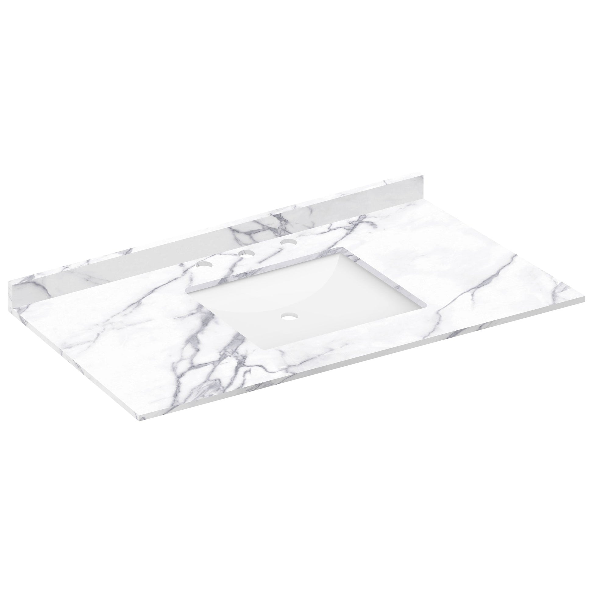 43 W x 22 L Calacatta White Vanity Top with Square Sink 8 in Faucet Spread Vanity Tops