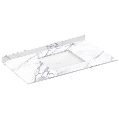 43 W x 22 L Calacatta White Vanity Top with Square Sink 8 in Faucet Spread Vanity Tops