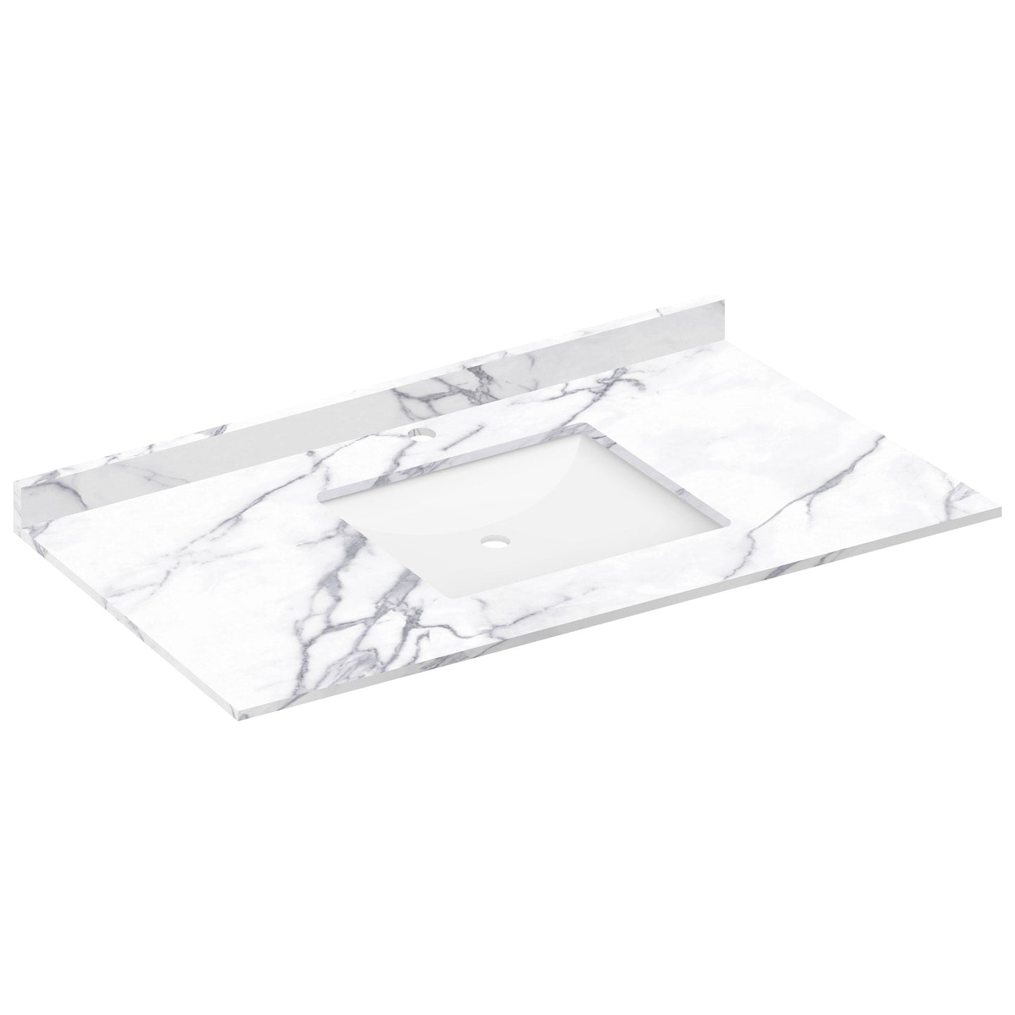 43 W x 22 L Calacatta White Vanity Top with Square Sink - Single Faucet - Vanity Tops