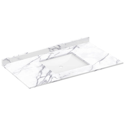 43 W x 22 L Calacatta White Vanity Top with Square Sink - Single Faucet - Vanity Tops