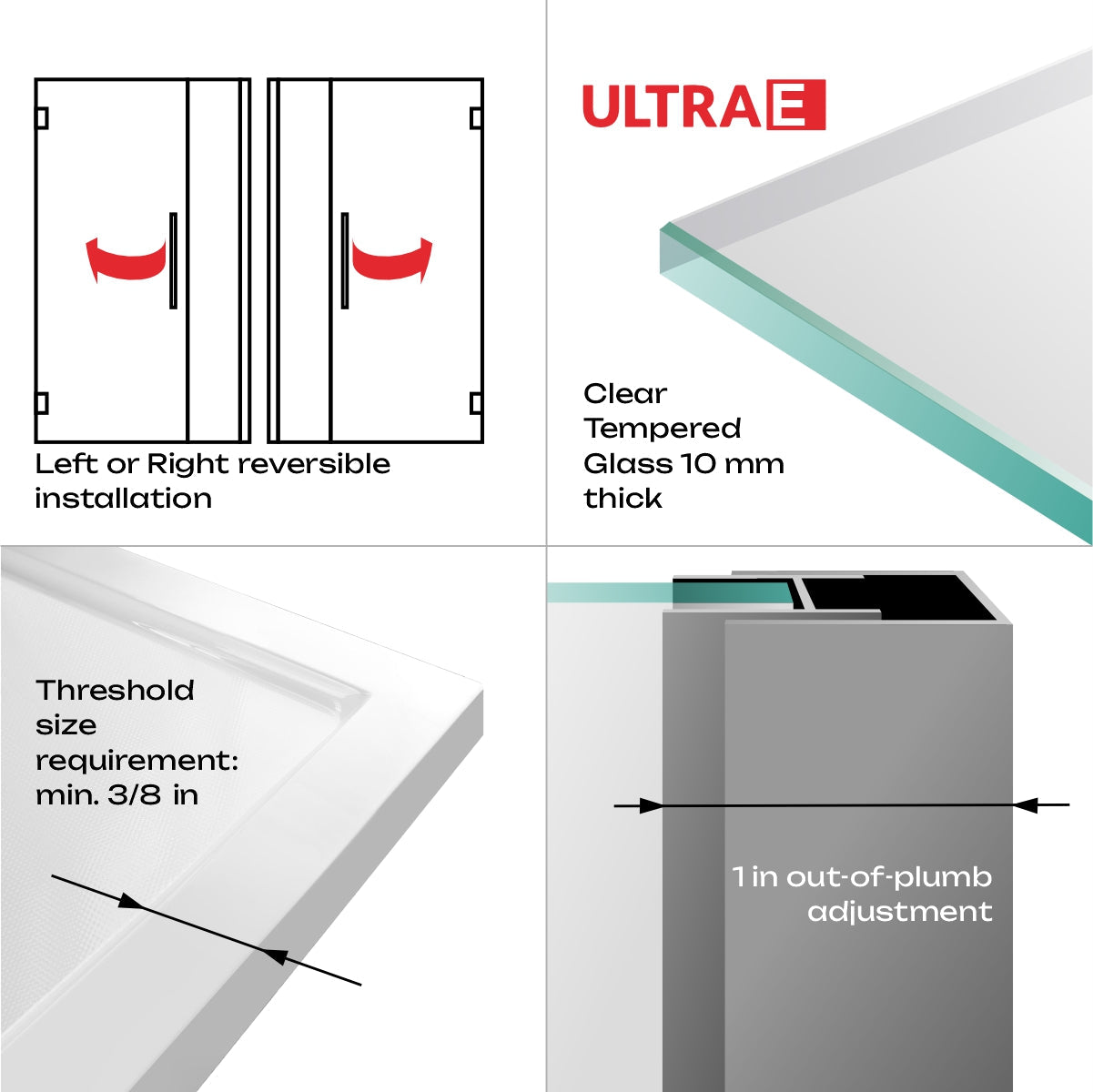 44-45 W x 72 H Swing-Out Shower Door ULTRA-E Chrome - Shower Doors