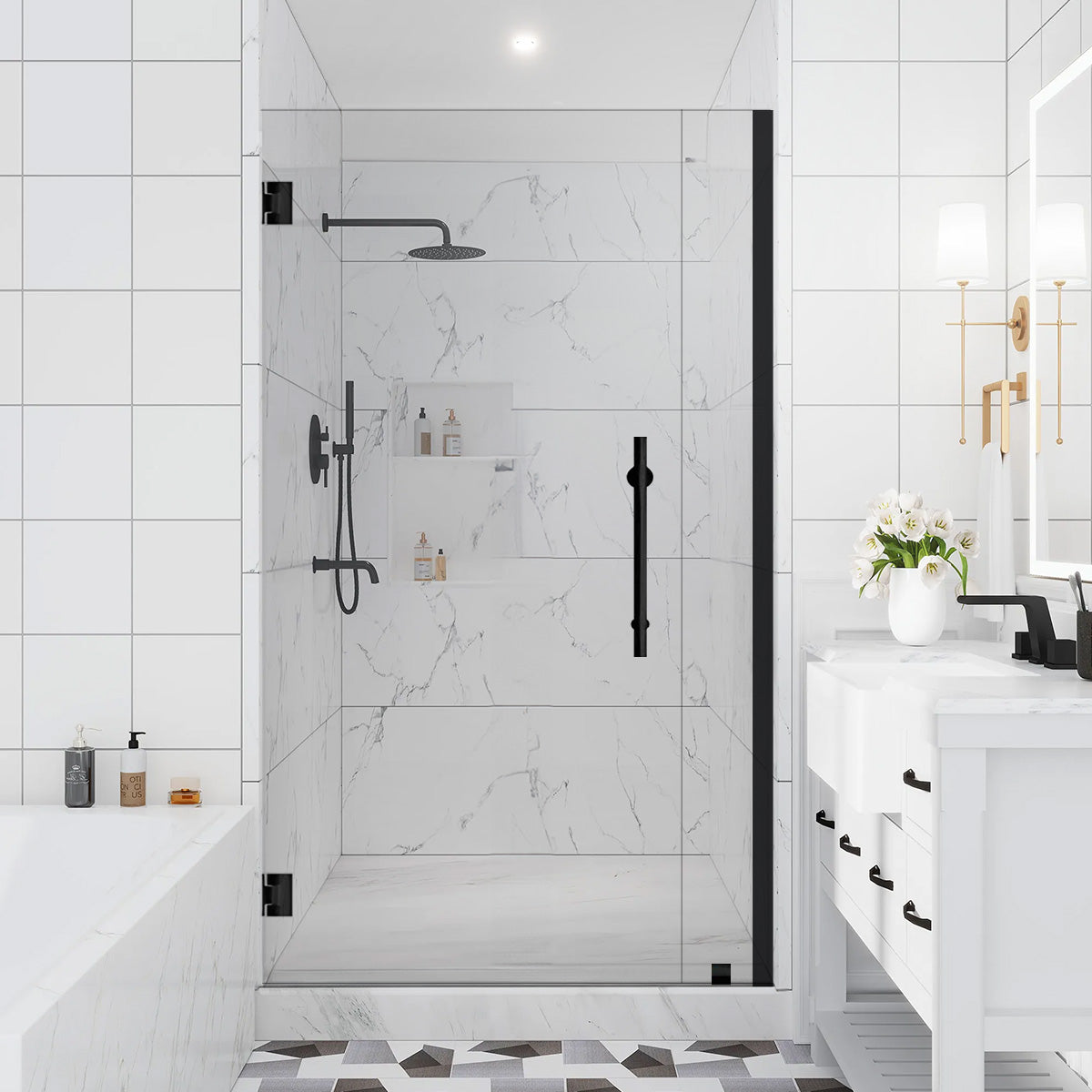 44-45 W x 72 H Swing-Out Shower Door ULTRA-E Matte Black - Shower Doors