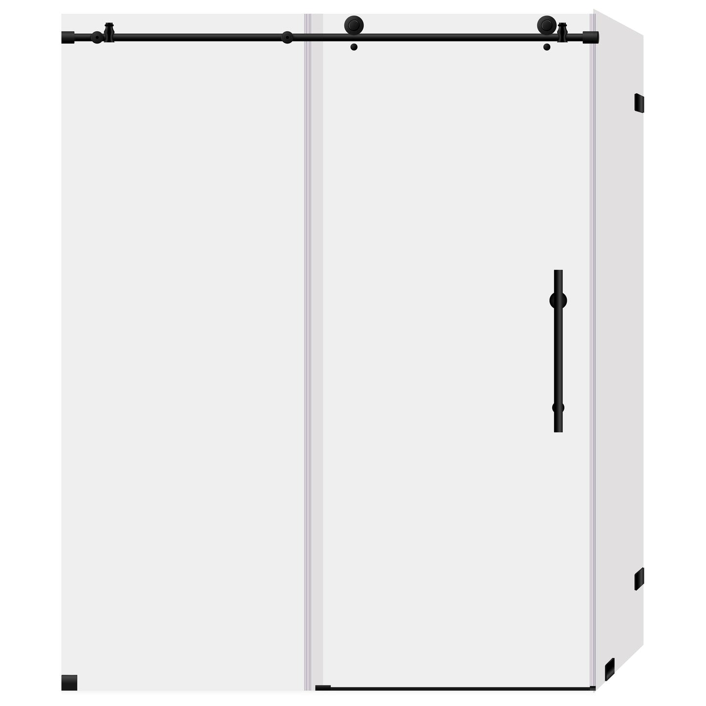 44-48 W x 76 H x 34 1/2 D Sliding Frameless Shower Enclosure ULTRA-C with Clear Glass in Matte Black - Shower Doors