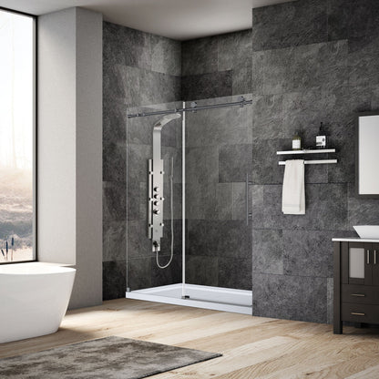 44-48 W x 76 H Sliding Frameless Shower Door ULTRA-C with Clear Glass in Matte Black - Shower Doors