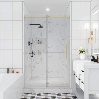 44 48 W x 76 H Sliding Frameless Shower Door ULTRA C with Clear Glass in Gold Shower Doors