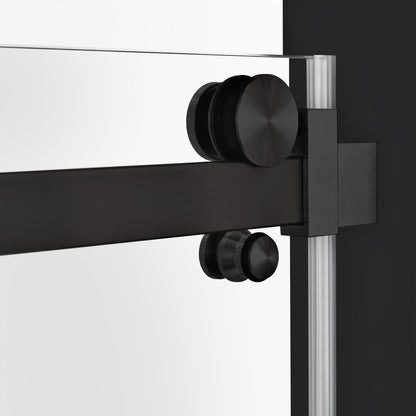 44-48 W x 76 H Sliding Shower Semi-Frameless Door ULTRA-B with Clear Glass in Matte Black - Shower Doors