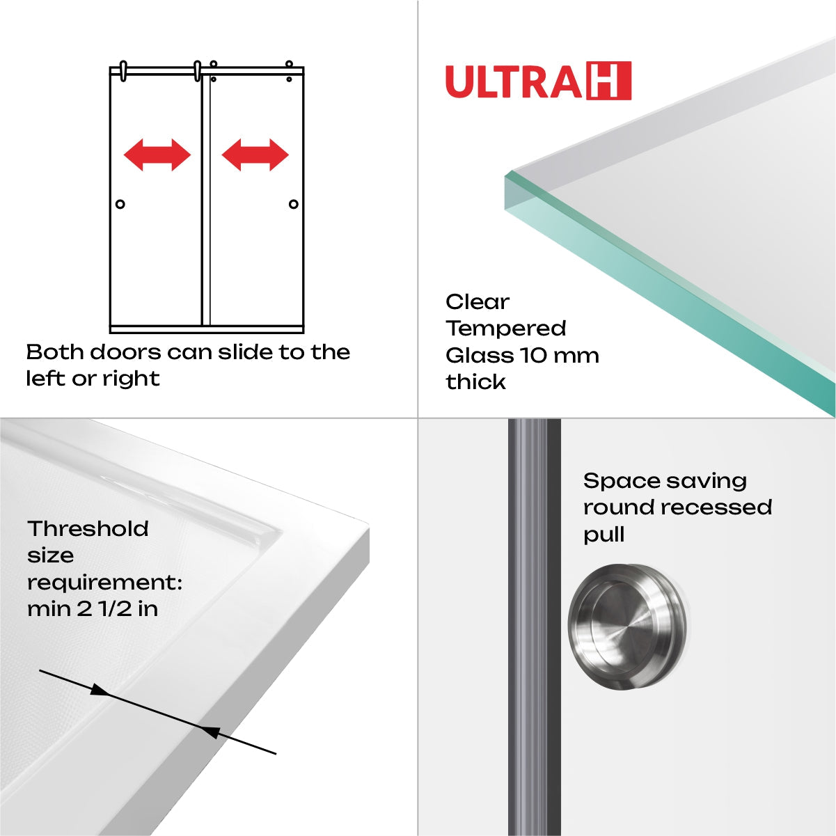 45 1/2-48 W x 76 H Bypass Sliding Shower Door ULTRA-H Brushed Nickel - Shower Doors