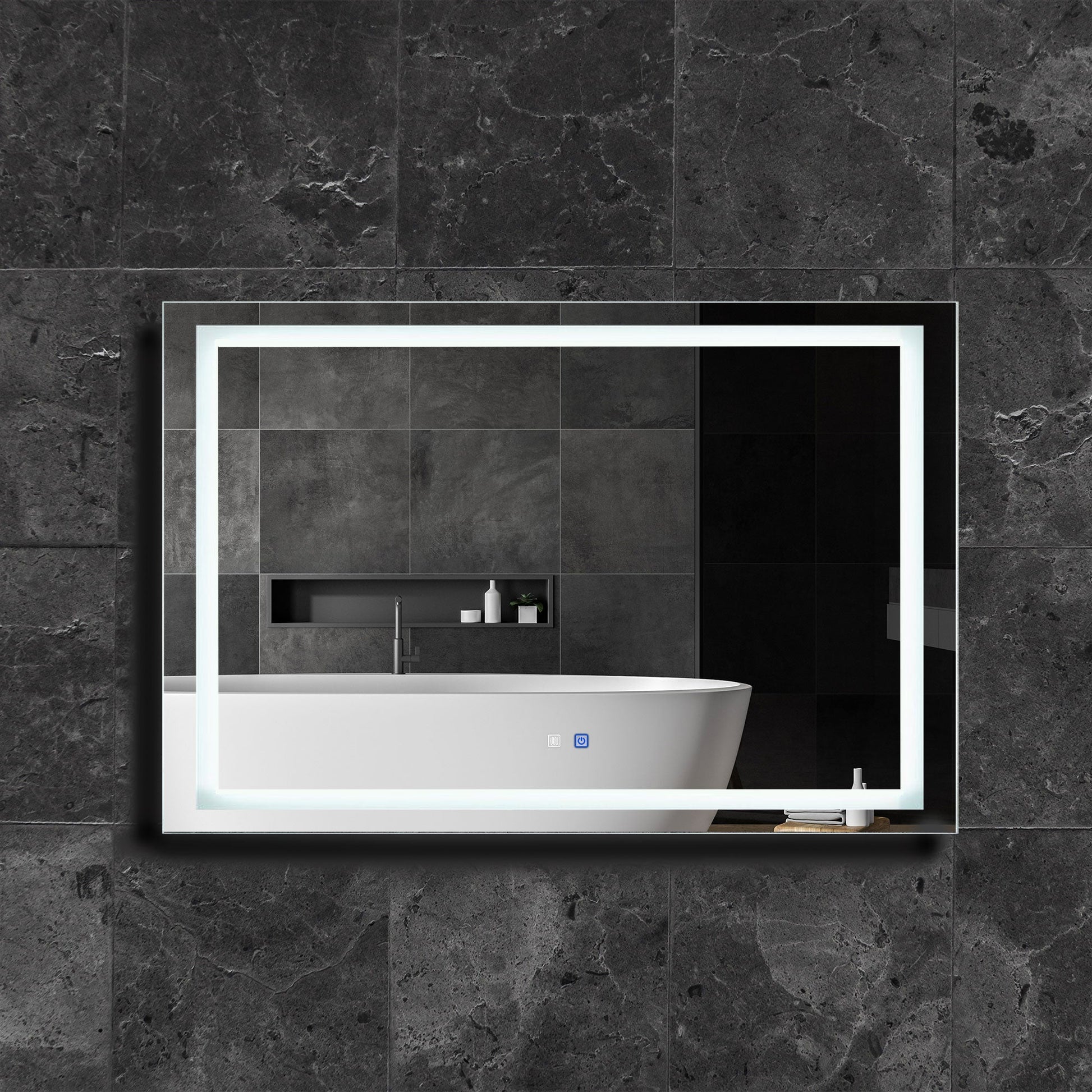 47 W x 32 H Modern Super White Front LED Frameless Mirror with Defogger - Mirrors