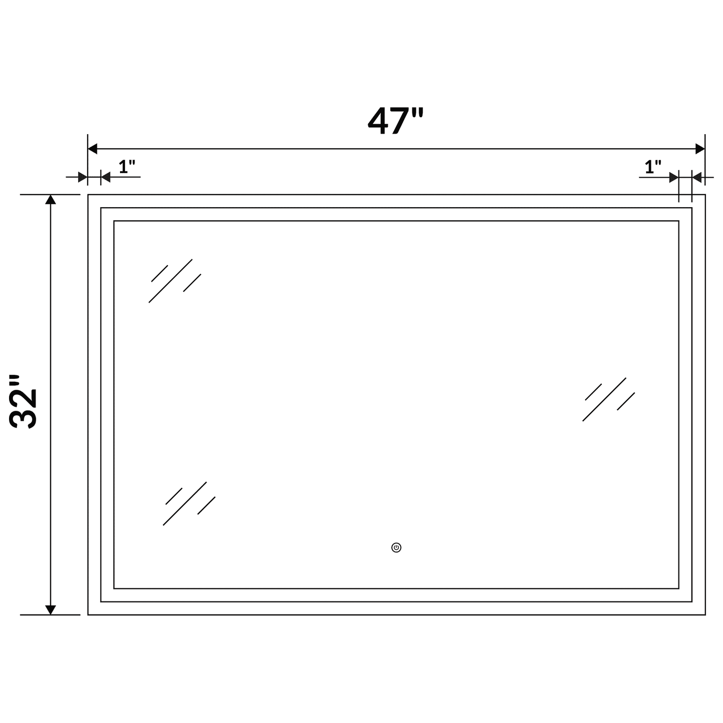 47 W x 32 H Modern Super White Front LED Frameless Mirror with Defogger - Mirrors