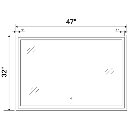 47 W x 32 H Modern Super White Front LED Frameless Mirror with Defogger - Mirrors
