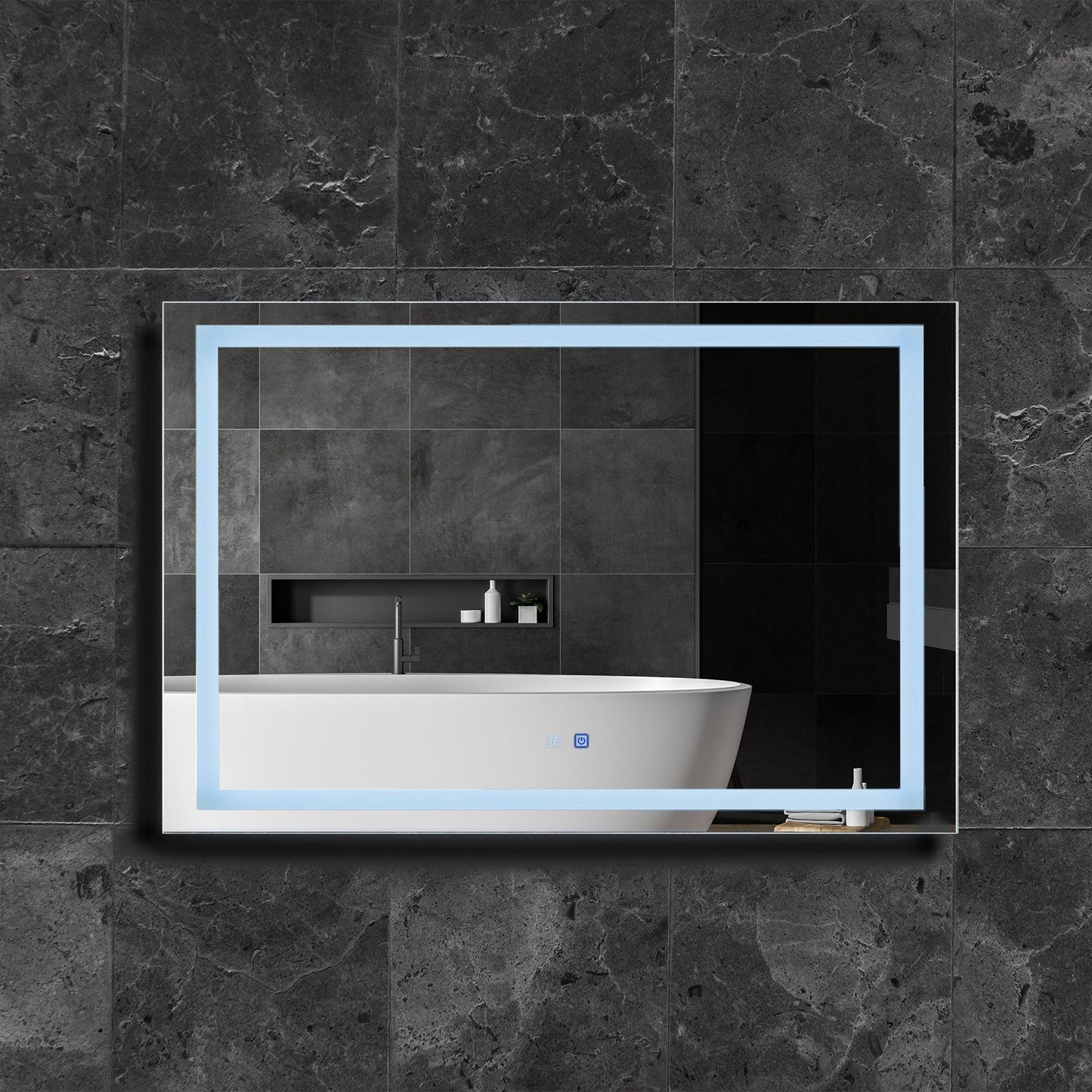 47 W x 32 H Modern Super White Front LED Frameless Mirror with Defogger - Mirrors