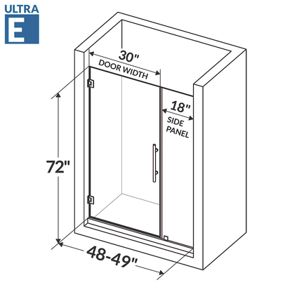 48-49 W x 72 H Swing-Out Shower Door ULTRA-E Matte Black - Shower Doors