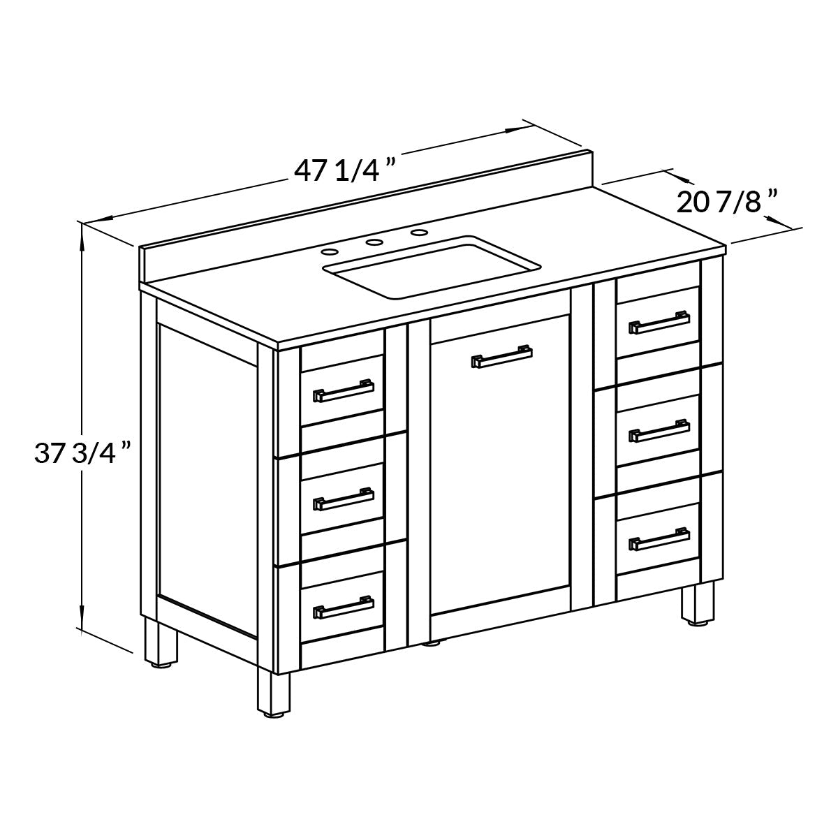 48’’ Freestanding Single Bathroom Vanity in Black with Quartz Stone Countertop - Bathroom Vanities