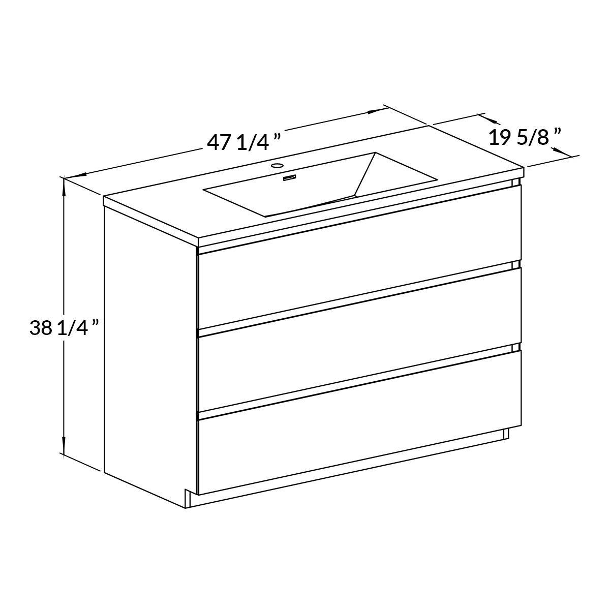 48’’ Freestanding Single Bathroom Vanity in Oak with Black Quartz Integrated Sink - Bathroom Vanities