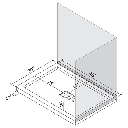 48 x 34 Single/Double Threshold Shower Base Pan Center Drain