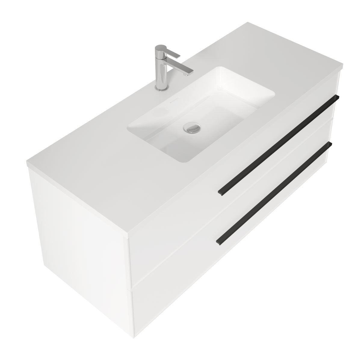 48’’ Wall Mount Single Bathroom Vanity in White Gloss with White Integrated Sink LV15W-48W - Bathroom Vanities
