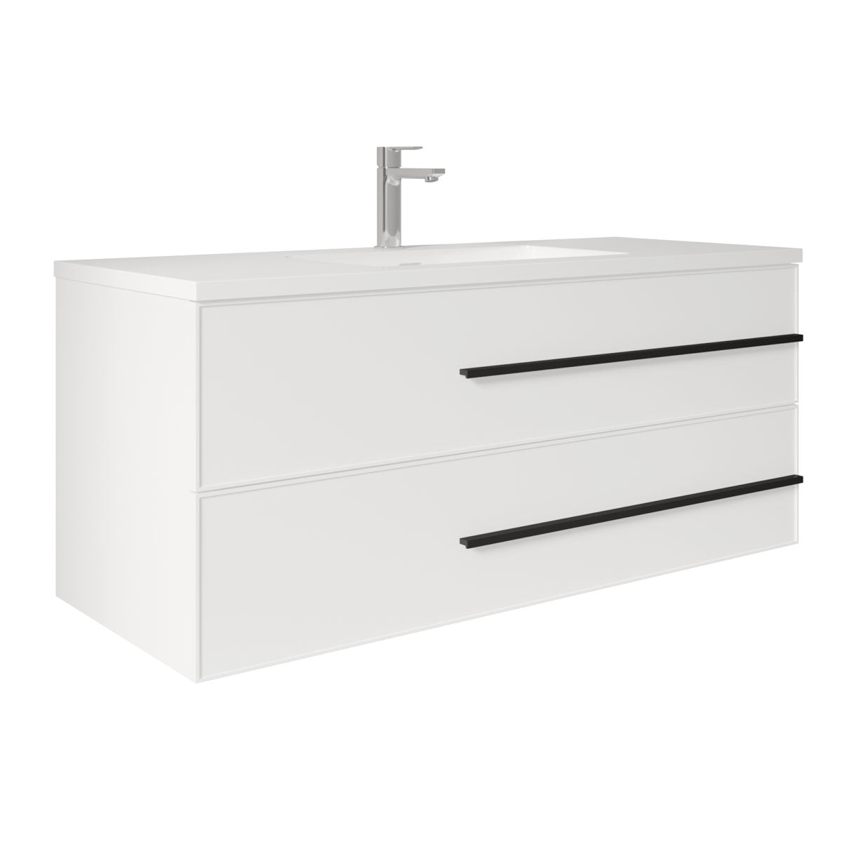 48’’ Wall Mount Single Bathroom Vanity in White Gloss with White Integrated Sink LV15W-48W - Bathroom Vanities