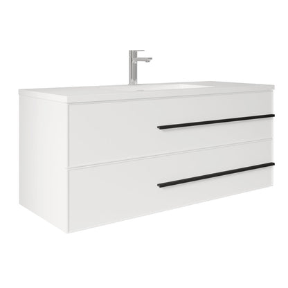 48’’ Wall Mount Single Bathroom Vanity in White Gloss with White Integrated Sink LV15W-48W - Bathroom Vanities