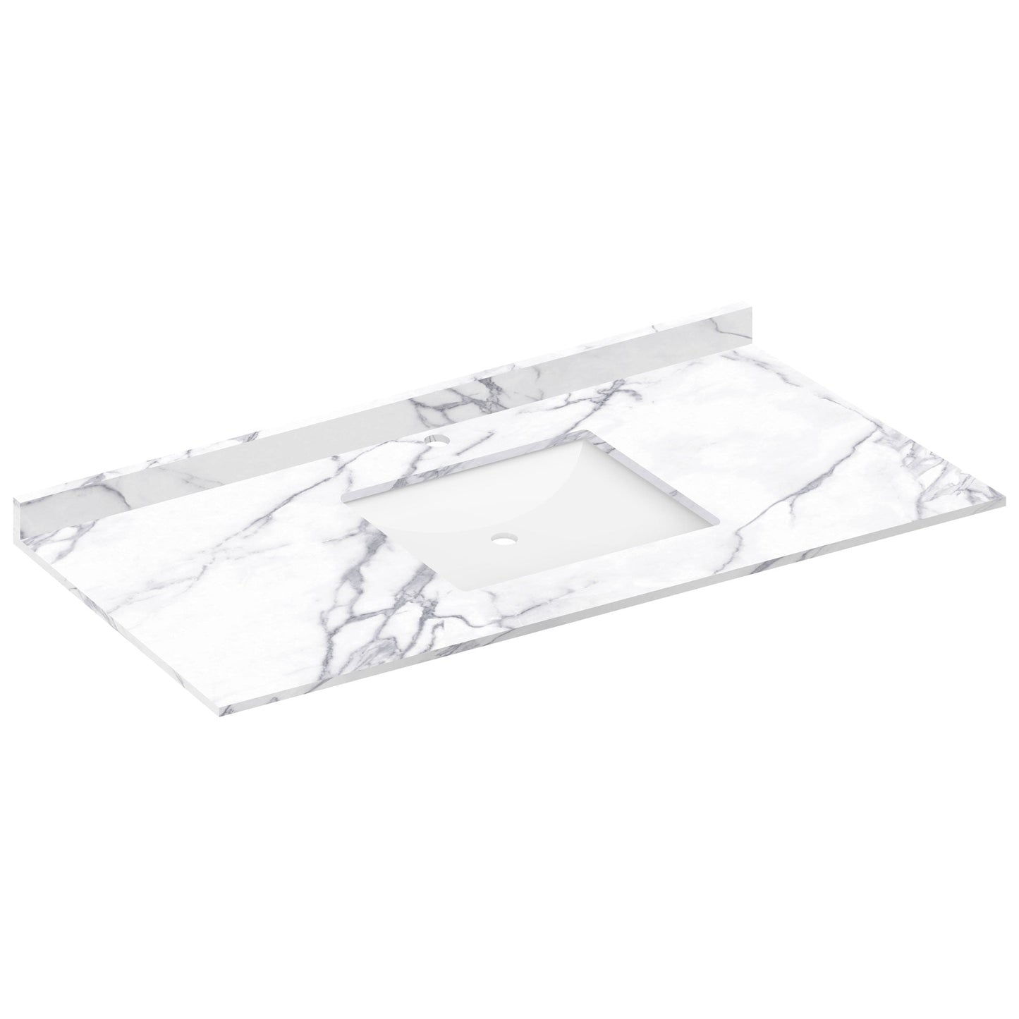 49 W x 22 L Calacatta White Vanity Top with Square Sink - Single Faucet - Vanity Tops