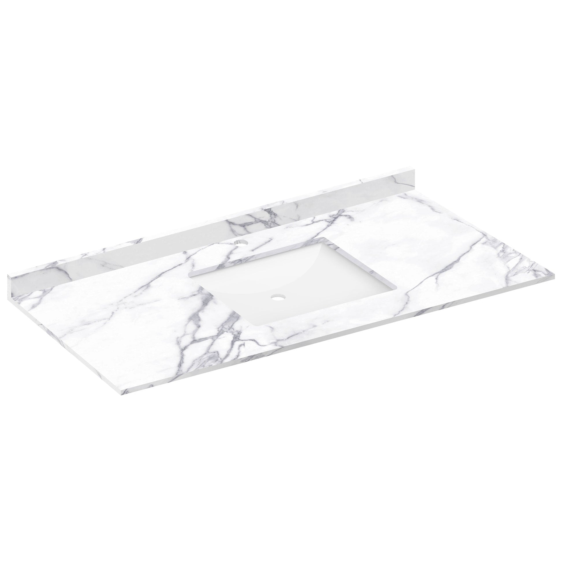 49 W x 22 L Calacatta White Vanity Top with Square Sink - Single Faucet - Vanity Tops