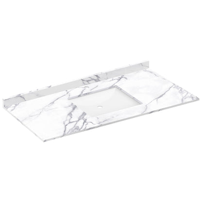 49 W x 22 L Calacatta White Vanity Top with Square Sink - Single Faucet - Vanity Tops