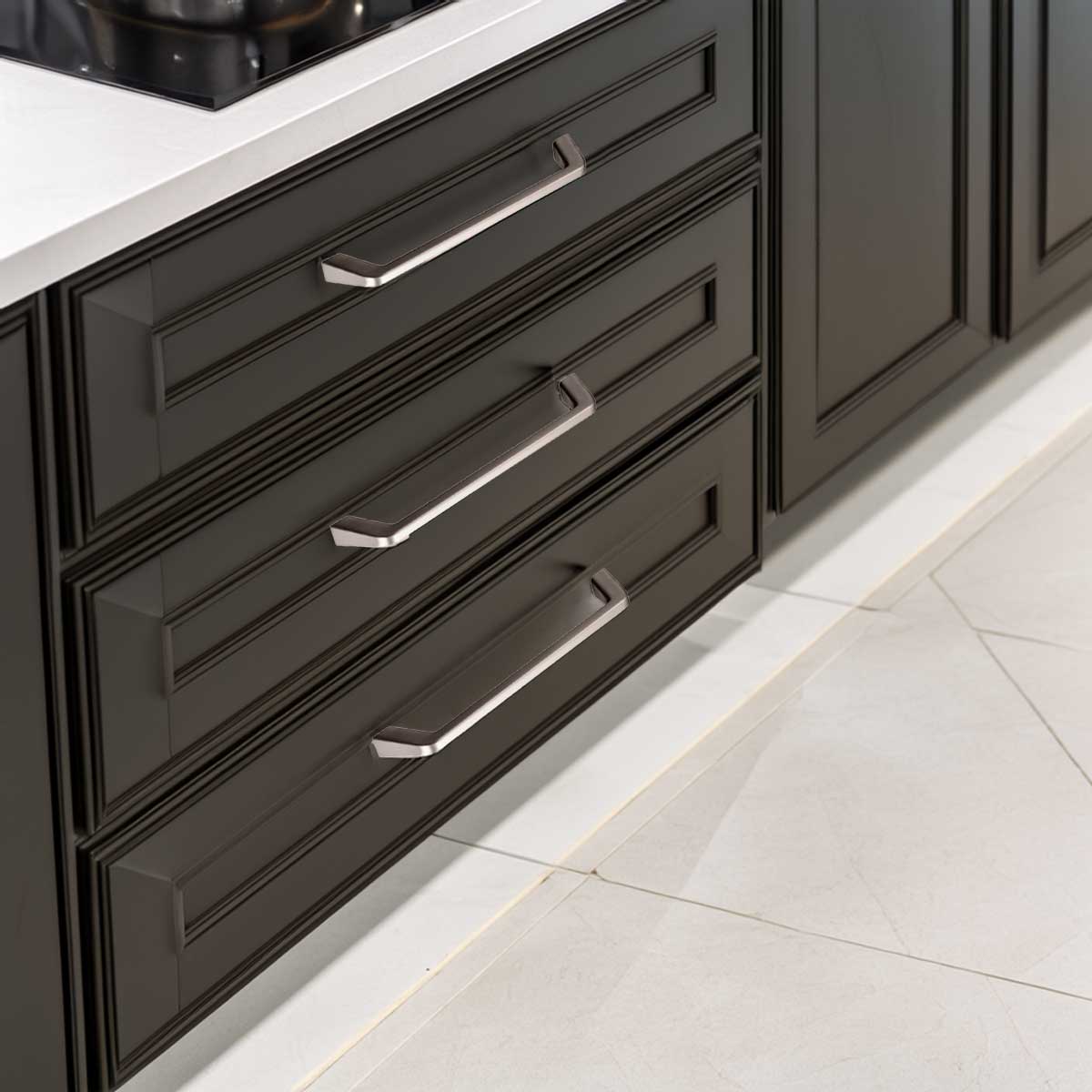 5 1/2 in Brushed Nickel Pull Handle H1208 128BN Hardware