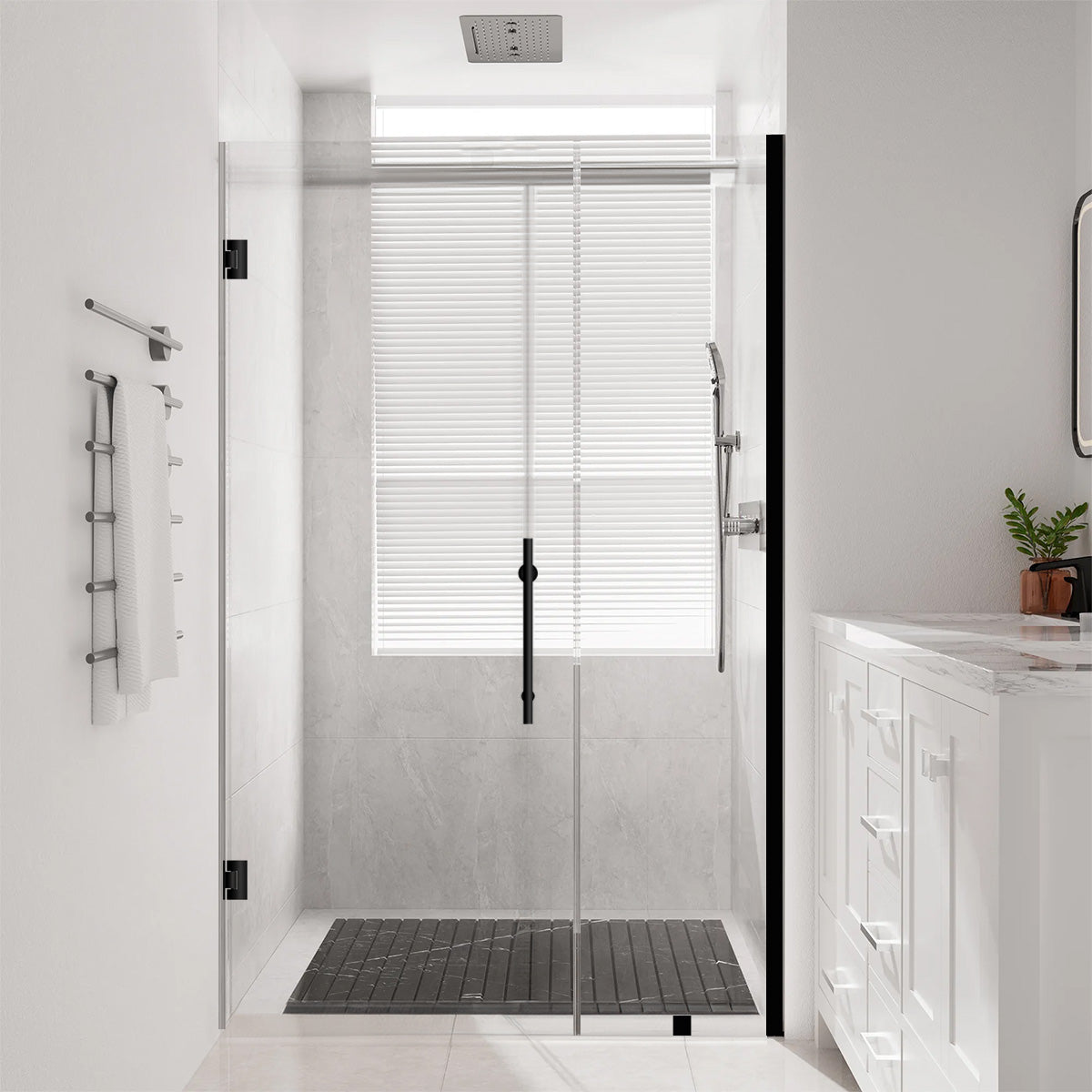 54-55 W x 72 H Swing-Out Shower Door ULTRA-E Matte Black - Shower Doors