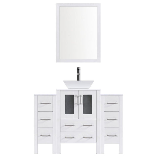 54" Modern Bathroom Vanity Set with Mirror and Sink LV2-C5-54-W (White)