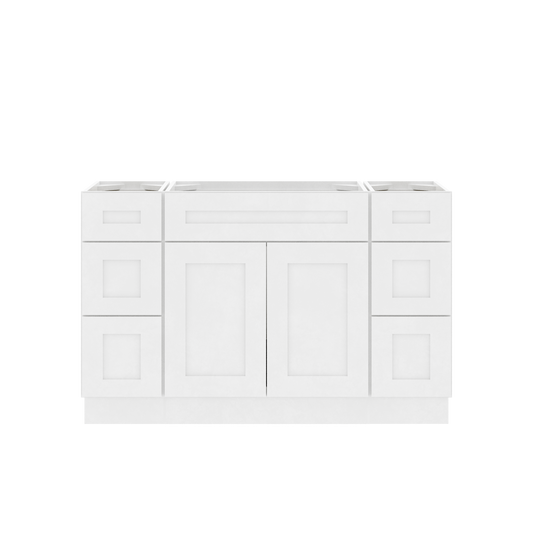 54’’W x 21’’D x 34.5’’H Vanity Sink Base Cabinet Alpina White Bathroom Vanities