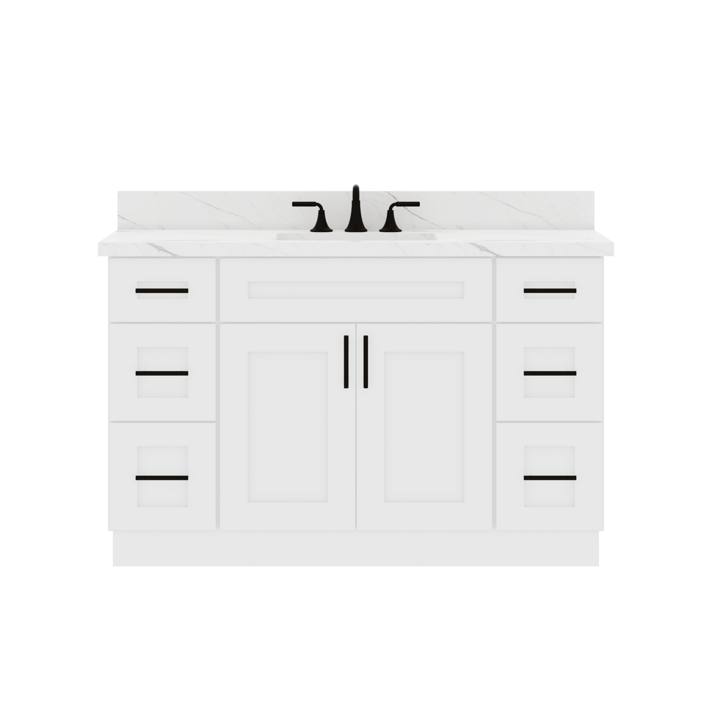 54’’W x 21’’D x 34.5’’H Vanity Sink Base Cabinet Alpina White Bathroom Vanities