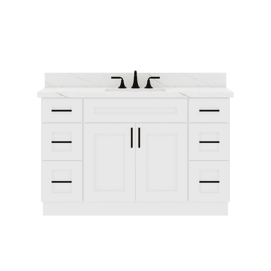 54’’W x 21’’D x 34.5’’H Vanity Sink Base Cabinet Alpina White Bathroom Vanities