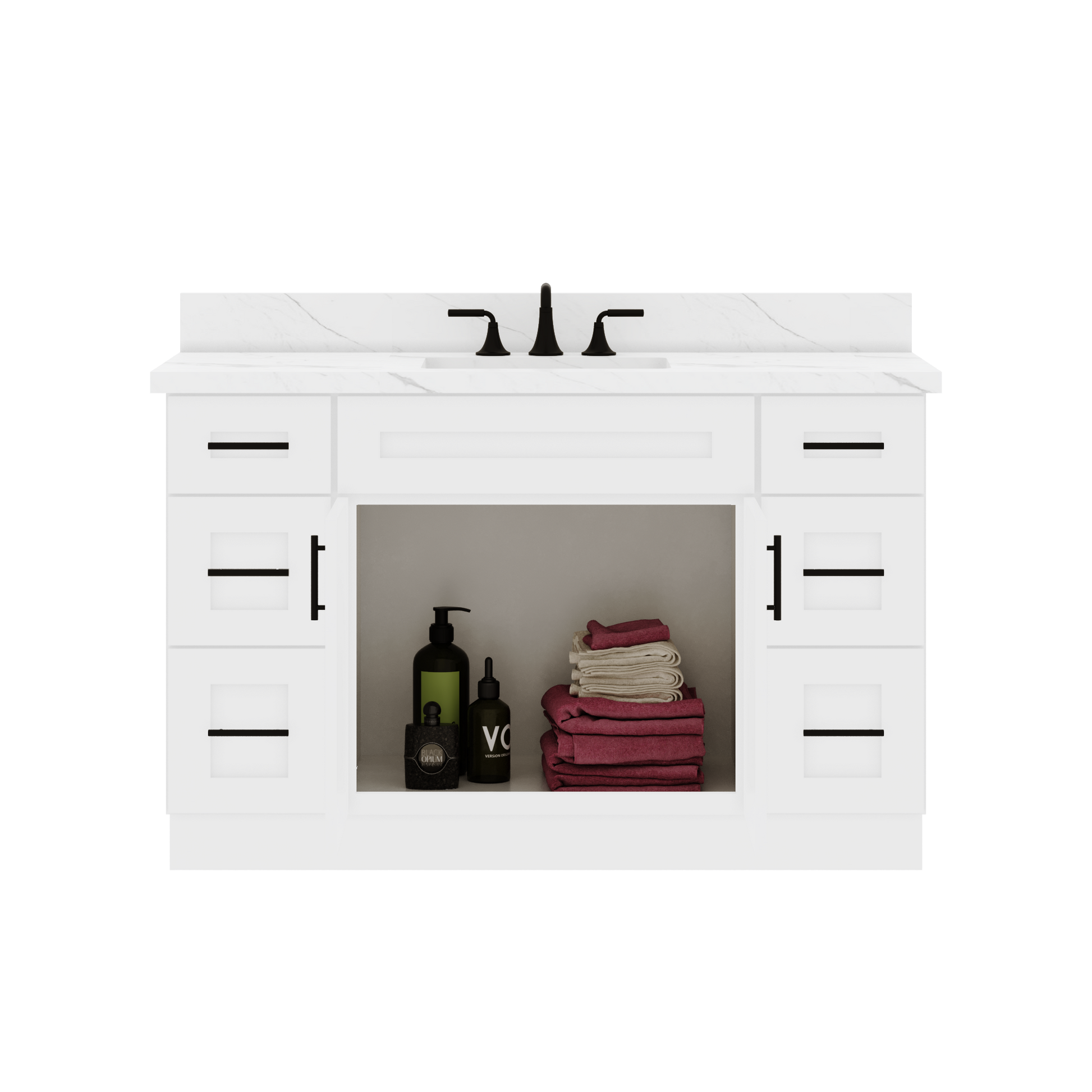 54’’W x 21’’D x 34.5’’H Vanity Sink Base Cabinet Alpina White Bathroom Vanities