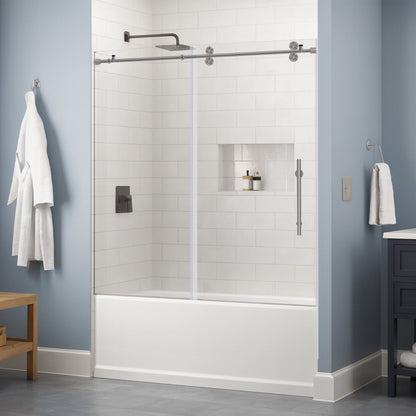 56-60 W x 62 H Sliding Bathtub Door ULTRA-D Brushed Nickel - Shower Doors