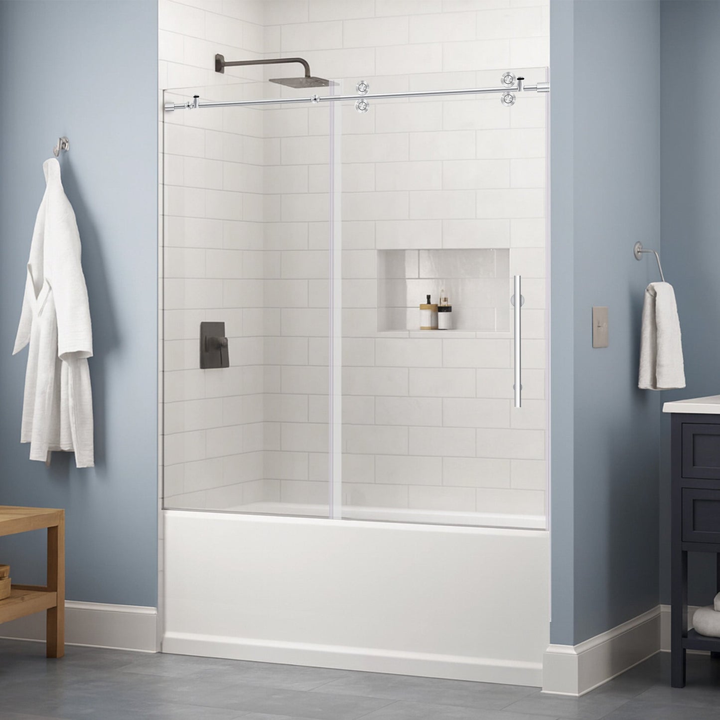 56-60 W x 62 H Sliding Bathtub Door ULTRA-D Chrome - Shower Doors